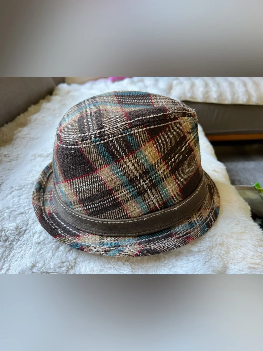 True Religion Multicolor Plaid Hat Fedora size L/XL